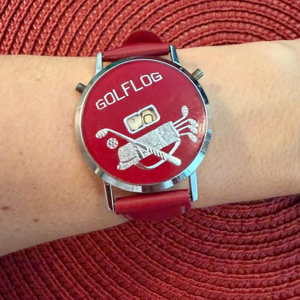 1965 Swiss Made Wrist GOLFLOG Stroke Counter With Red Strap Brevete